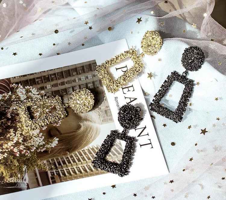 Exaggerated Scrub Geometric Earrings Trapezoidal Long Metal Earrings