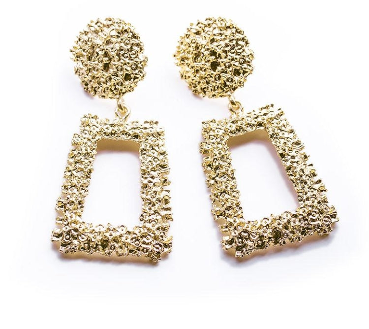 Exaggerated Scrub Geometric Earrings Trapezoidal Long Metal Earrings