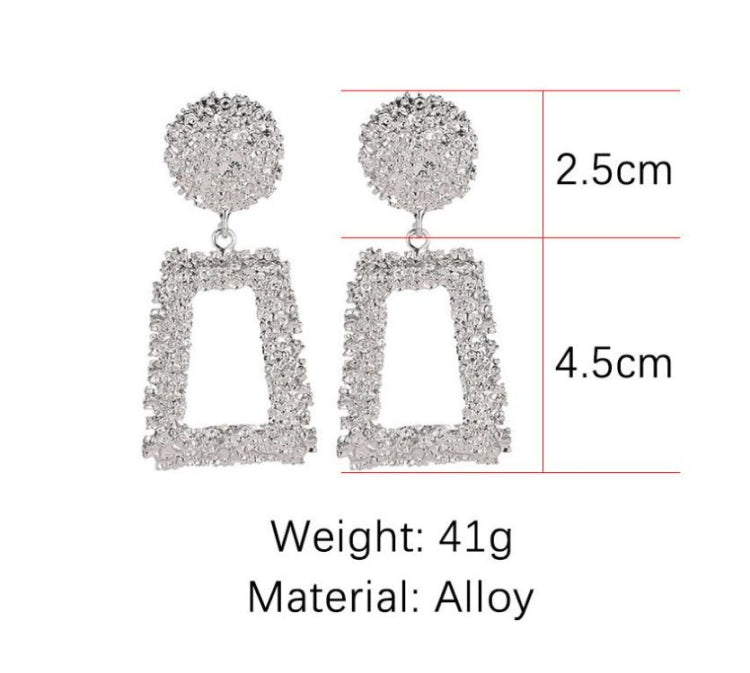 Exaggerated Scrub Geometric Earrings Trapezoidal Long Metal Earrings