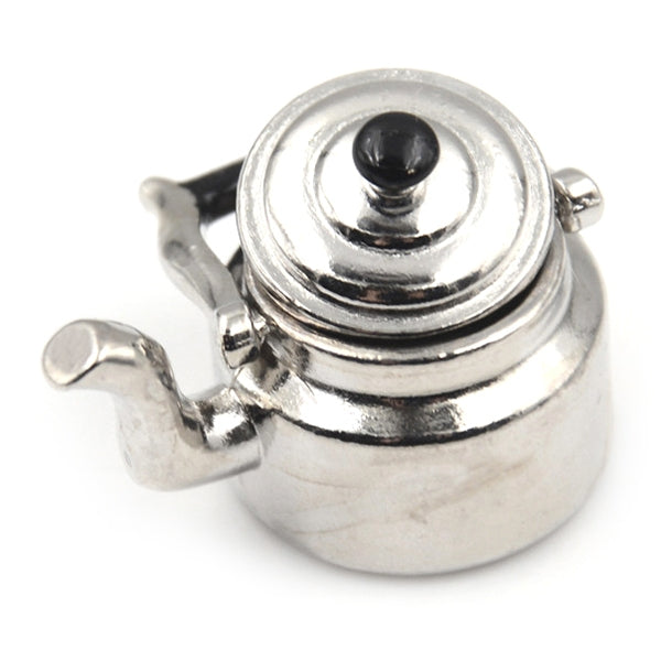 Dollhouse Miniature Metal Tea Kettle Pot Classic Pretend Play Furniture Toys for Kitchen Accessory, Metal Tea Kettle