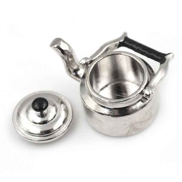 Dollhouse Miniature Metal Tea Kettle Pot Classic Pretend Play Furniture Toys for Kitchen Accessory