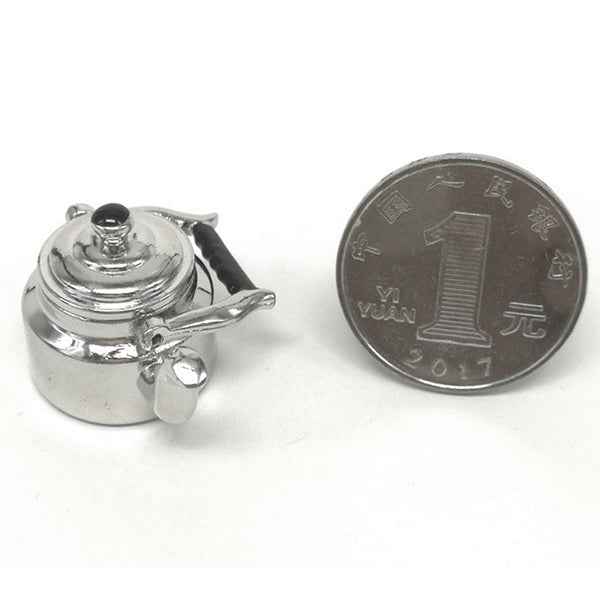 Dollhouse Miniature Metal Tea Kettle Pot Classic Pretend Play Furniture Toys for Kitchen Accessory
