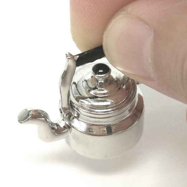 Dollhouse Miniature Metal Tea Kettle Pot Classic Pretend Play Furniture Toys for Kitchen Accessory