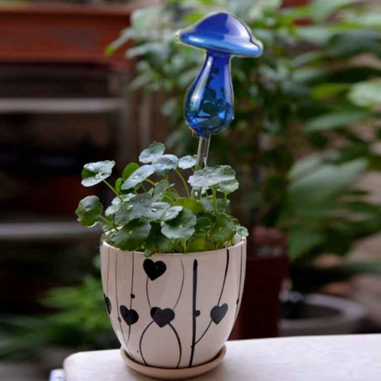 Mushroom Shape House Plants Flowers Water Feeder Automatic Self Watering Clear Glass Devices