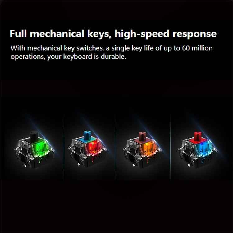 Rapoo V500 PRO Mixed Light 104 Keys Desktop Laptop Computer Game Esports Office Home Typing Wired Mechanical Keyboard, Black Shaft, Green Shaft, Tea Shaft, Red Shaft