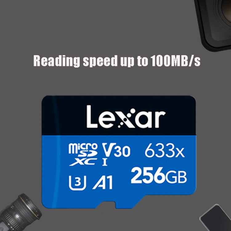 Lexar 633x 256GB High-speed Mobile Phone Camera Memory TF Card Switch Expansion Driving Recorder Dedicated Storage Flash Memory Card