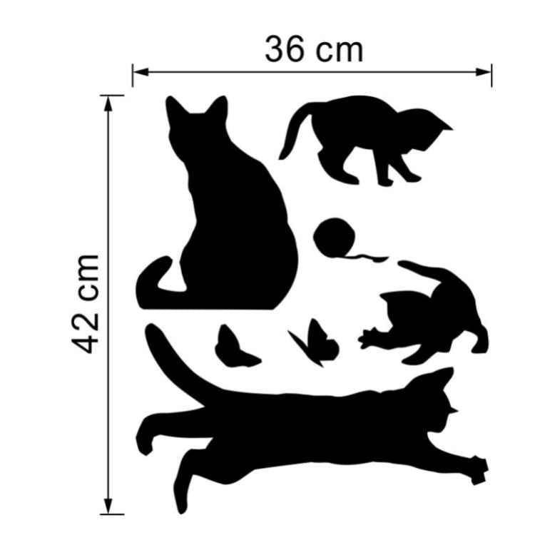 Cat Playing Butterfly Wall Sticker Detachable Decorative Applique Bedroom Kitchen Decoration