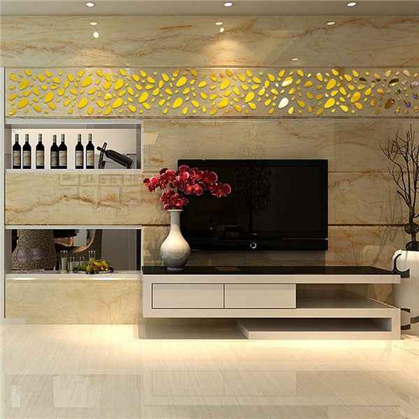12 PCS/S 3D Mirror Removable Wall Sticker For Living Room Bedroom TV Background Mirror Mural Wall Decor