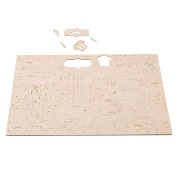 Miniature Doll Furniture 3D Wooden Puzzle DIY Architectural Model Children's Toys Gifts, 3D Wooden Puzzle