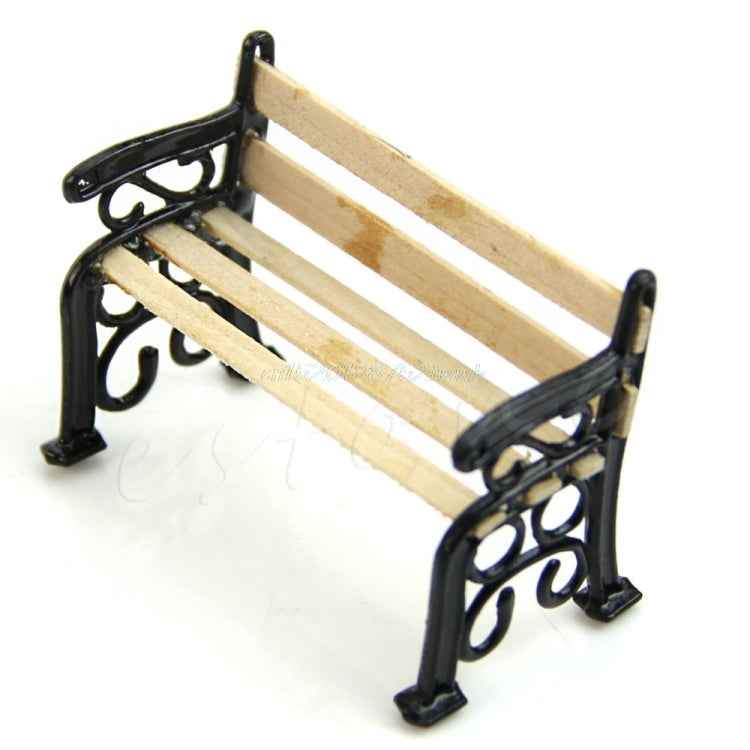 3 PCS Doll House Miniature Garden Furniture Wooden Bench Child Role Playing Toy, 3 PCS Wooden Bench