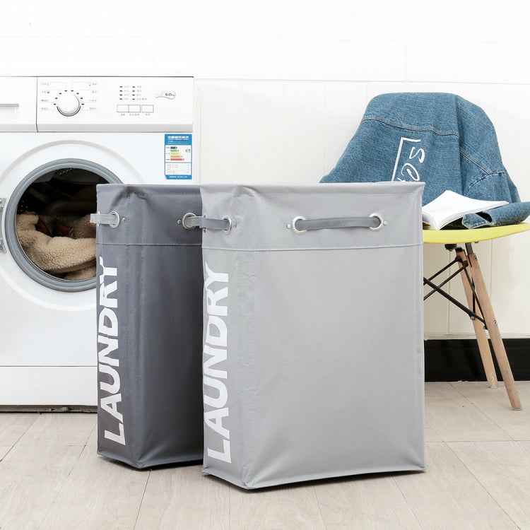 Drawstring Style Laundry Hamper PU Bottom Oxford Cloth Dirty Clothes Storage Bag Small Foldable Laundry Basket