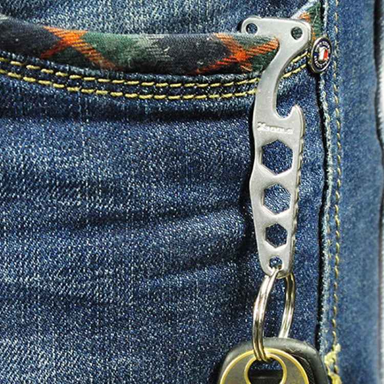 Pocket Carbon Stainless Steel Key Holder Bottle Opener Outdoor Sports Camping EDC Tool