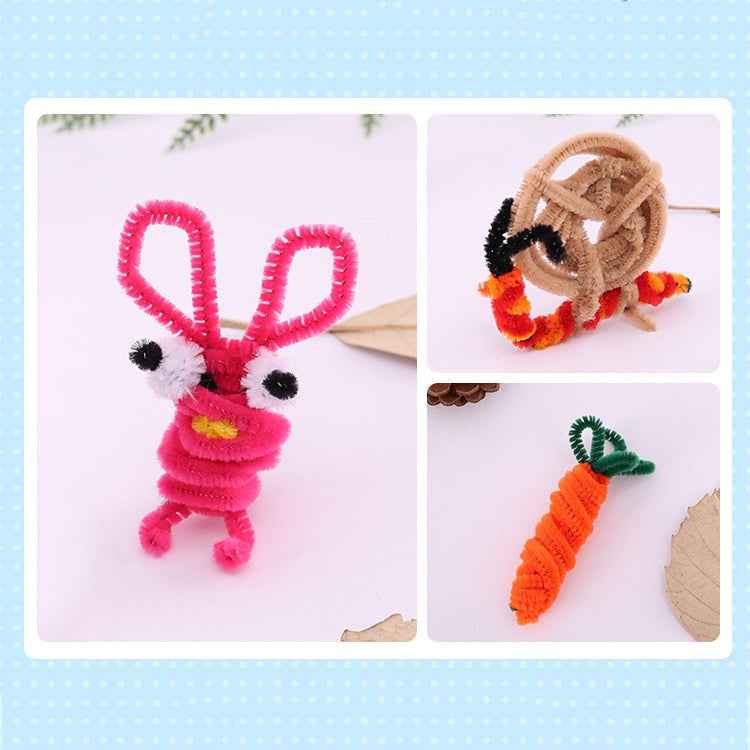 100 PCS Plush Stick Children Educational Toys Handmade Materials, Random Color Delivery