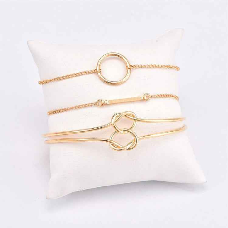 Punk Simple Double Knot Loop Metal Chain Bracelet Bohemian Retro Jewelry