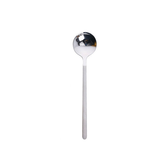 Mini Accessories Coffee Spoon Kitchen Dessertspoon Dining Round Shape Coffee Stainless Steel Home, 13cm, 15cm, 17cm