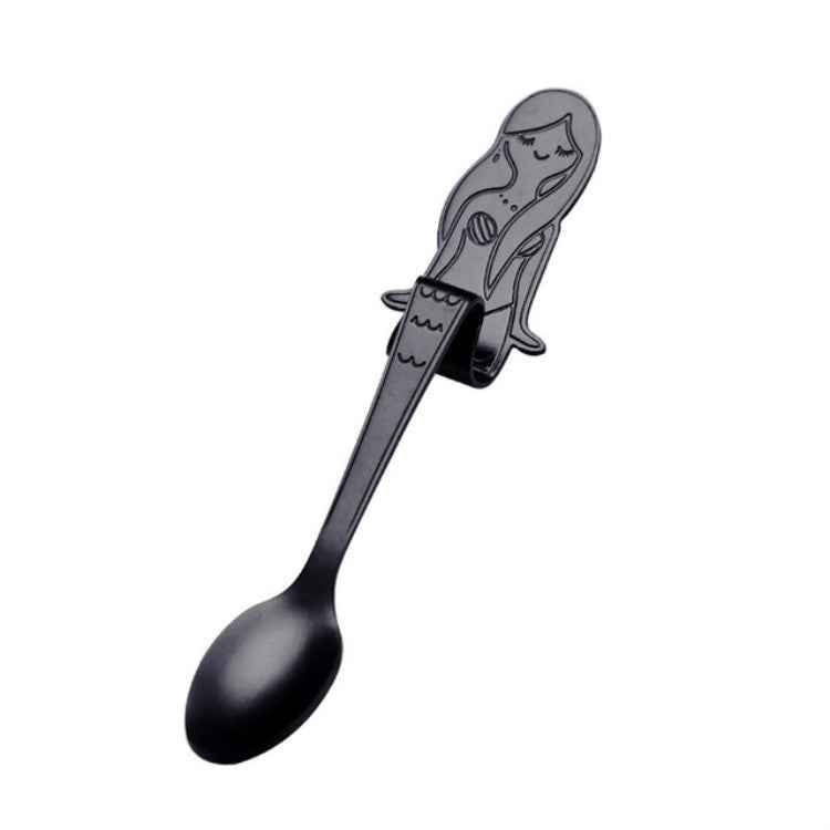 Creative Coffee Spoon Mermaid Shape Handle Spoons Flatware Drinking Tools, Black, Gold, Symphony, Rose Gold, True Color