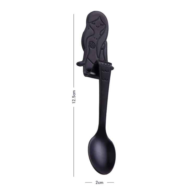 Creative Coffee Spoon Mermaid Shape Handle Spoons Flatware Drinking Tools, Black, Gold, Symphony, Rose Gold, True Color