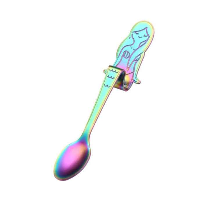 Creative Coffee Spoon Mermaid Shape Handle Spoons Flatware Drinking Tools, Black, Gold, Symphony, Rose Gold, True Color
