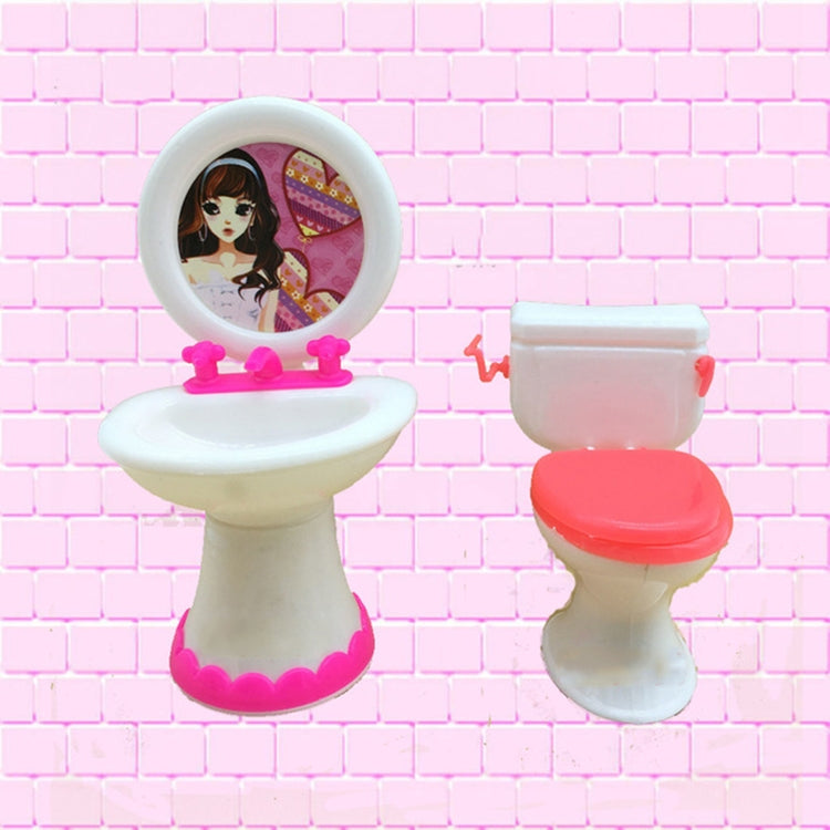 3 PCS Doll House Plastic Accessories Set Wash Basin Toilet, Washroom Set