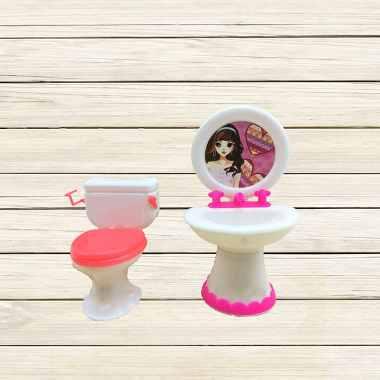 3 PCS Doll House Plastic Accessories Set Wash Basin Toilet, Washroom Set