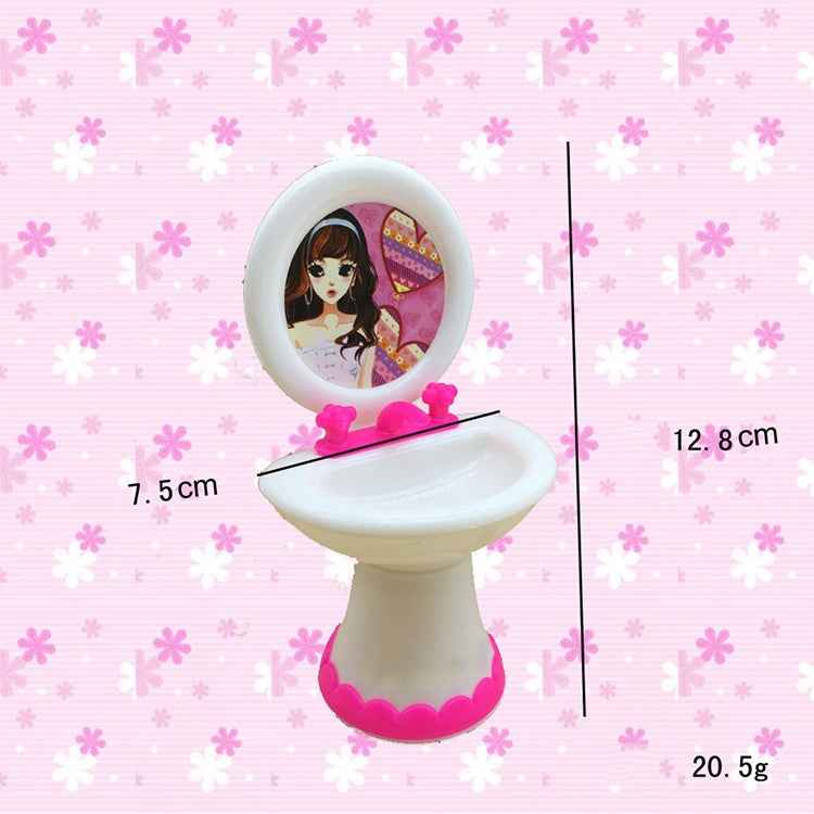 3 PCS Doll House Plastic Accessories Set Wash Basin Toilet