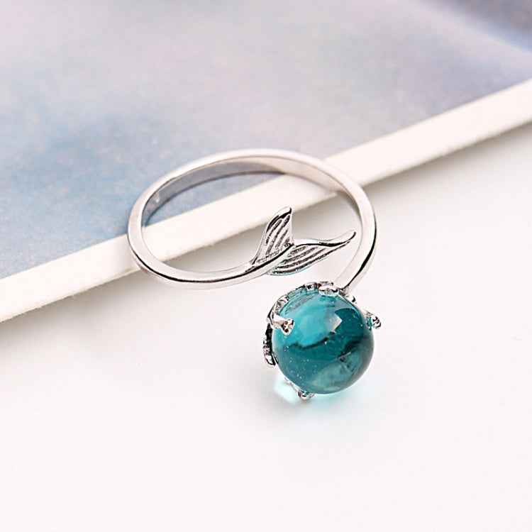 Women Fashion Blue Crystal Mermaid Shape Open Rings