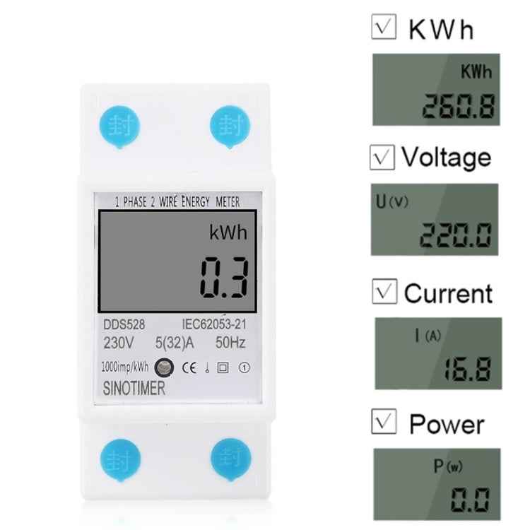 DDS528 5-32A 230V 50Hz Single-phase Household DIN Rail Electronic Multi-function Energy Meter