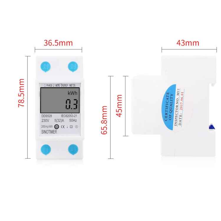 DDS528 5-32A 230V 50Hz Single-phase Household DIN Rail Electronic Multi-function Energy Meter
