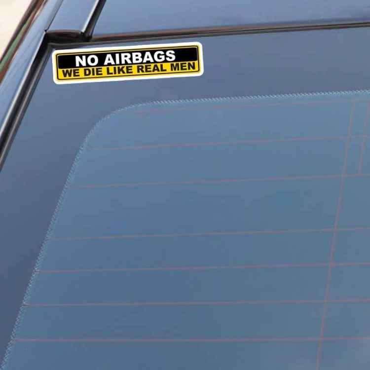 YJZT 2X Car Sticker Warning NO AIRBAGS WE DIE LIKE REAL MEN PVC Decal, 15cm x 3cm