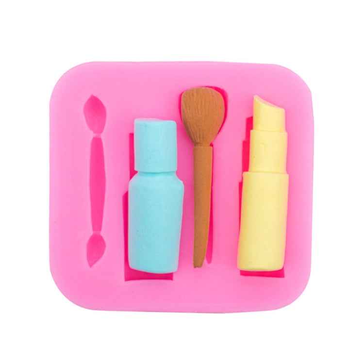 2 PCS Lipstick Eyebrow Pencil Makeup Tool Shape Silicone Fondant Cake Mold Chocolate Mold Clay Mold