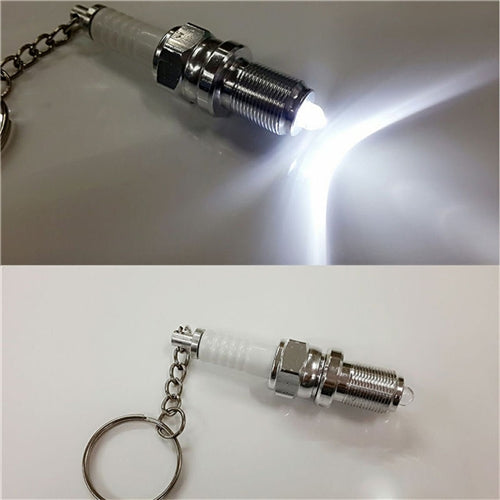 2 PCS Casual LED Key Chain Spark Plug Key Chain Keychain Car Parts Keyring Car Styling Accessories Decoration, Spark Plug Shape