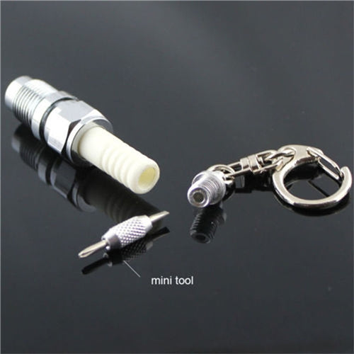 2 PCS Casual LED Key Chain Spark Plug Key Chain Keychain Car Parts Keyring Car Styling Accessories Decoration, Spark Plug Shape