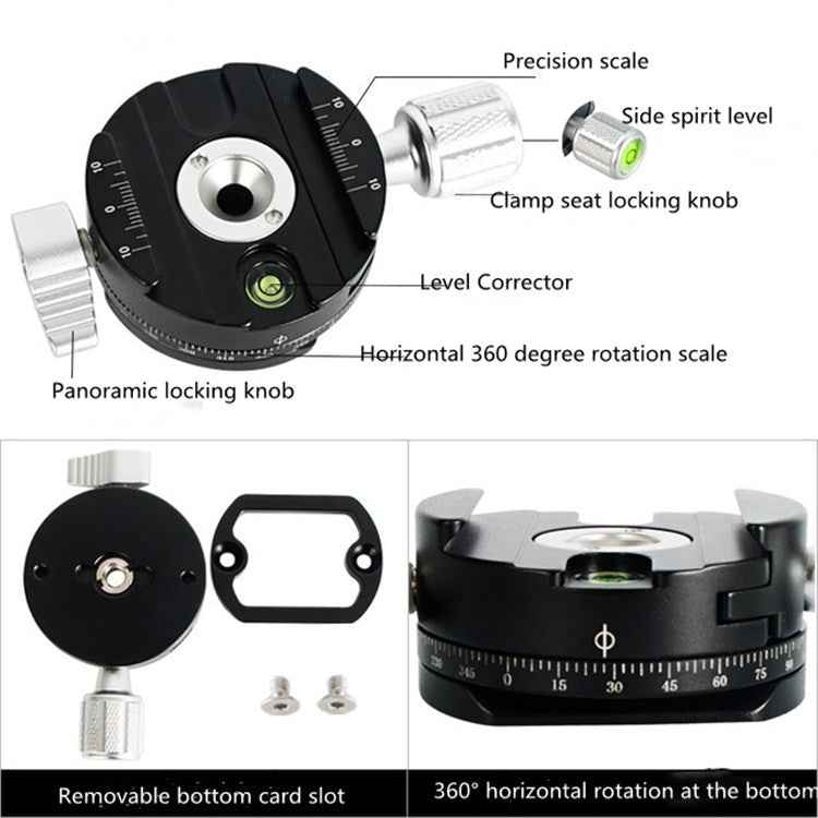 BENXIN QJ07 Panoramic Clip Holder 360 Degree Rotating Pan/tilt Tripod SLR Camera Quick Mounting Plate Panoramic Clip Holder