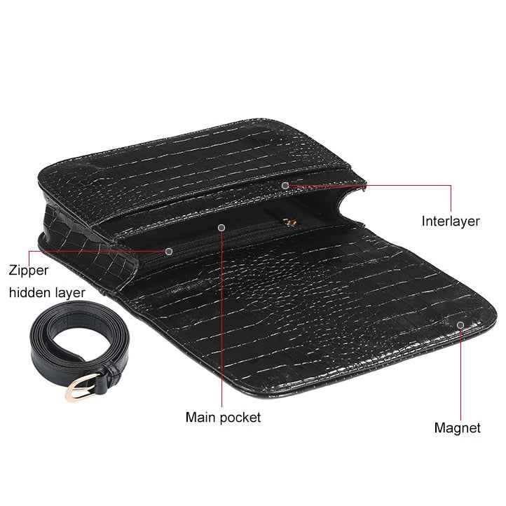 Vintage Women Alligator PU Leather Waist Pack Travel Belt Wallets Fanny Bags, Fanny Bags