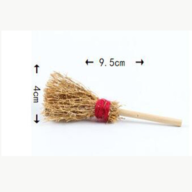 2 PCS Miniature Doll House Kitchen Patio Accessories Wooden Broom Children's Educational Toys