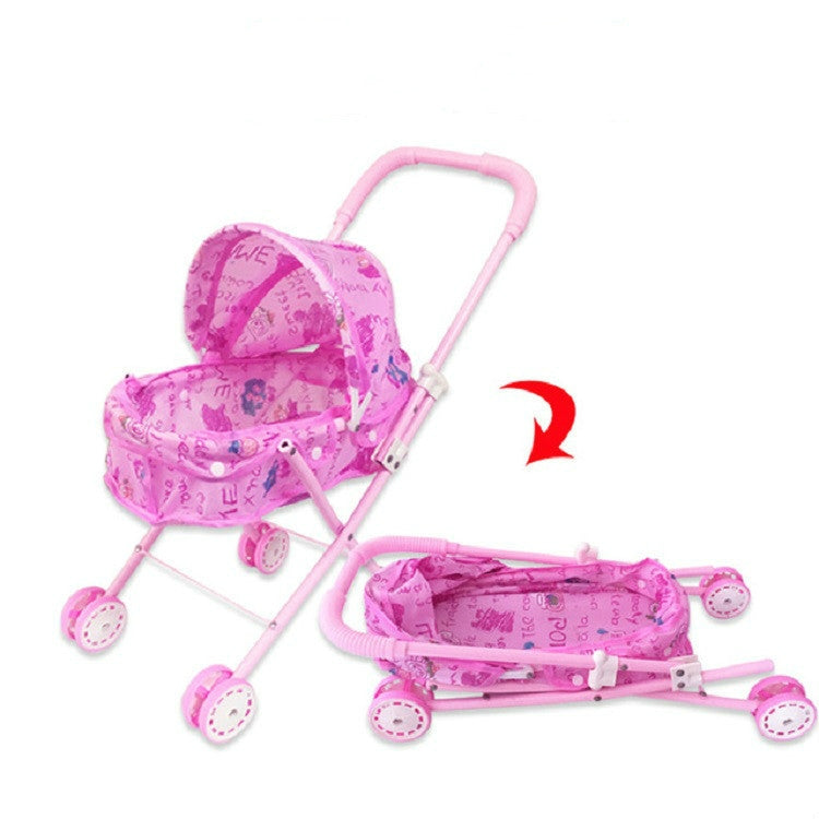 Children Doll House Toys Folded Canopy Iron Stroller, Iron Stroller