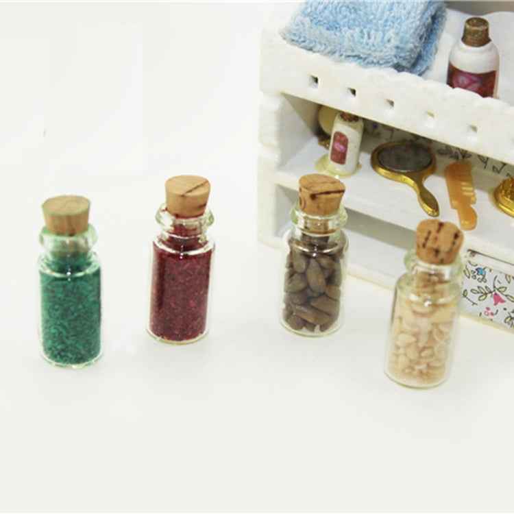 4 PCS / Set Doll House Kitchen Accessories Miniature Glass Food Bottle