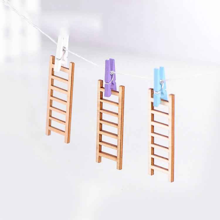 5pcs Simulation Ladder Decoration Wooden Staircase Corridor Micro Landscape Succulent Potted DIY Decorations