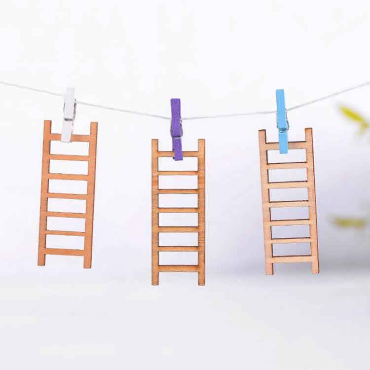 5pcs Simulation Ladder Decoration Wooden Staircase Corridor Micro Landscape Succulent Potted DIY Decorations