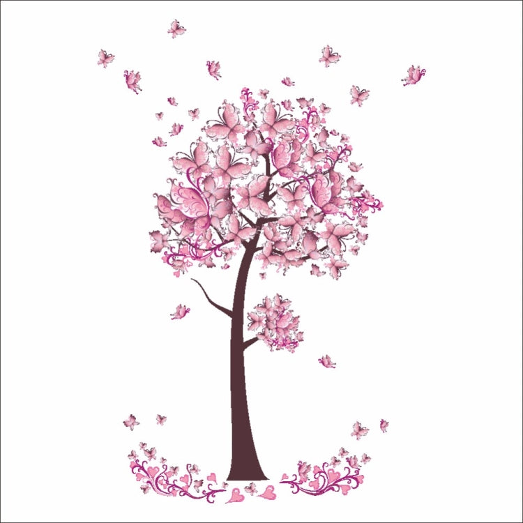 2 PCS Tree Flower Floral Butterflies Wall Stickers Decals Living Room Bedroom TV Sofa Background Decor Wall Decals Mural, Tree Flower