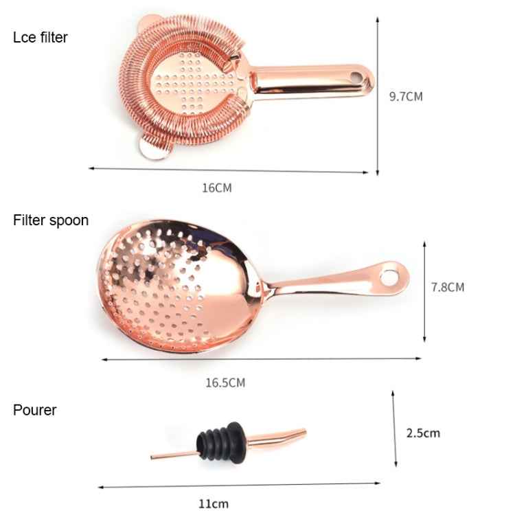 11 in 1 Cocktail Mixing Set Wine Filter Filter, Rose Gold, Gold, Silver, Black