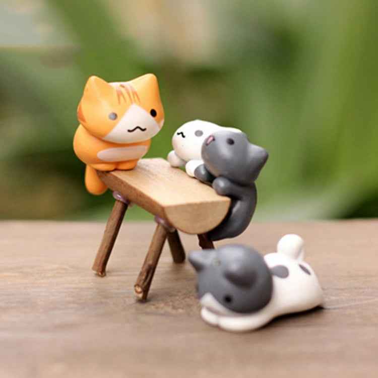2 Sets Fleshy Flower Pot Moss Micro Landscape Doll Cute Cat Decoration Doll Cake DIY Assembly Ornaments