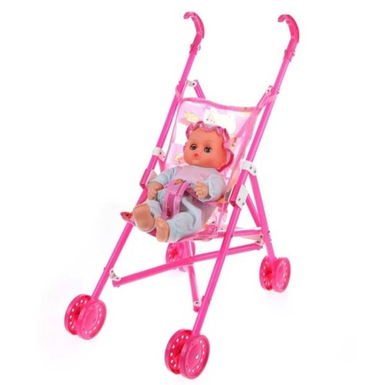 Mini Doll House Plastic Baby Stroller Set Children Educational Toys, Random Color Delivery, Baby Stroller Set
