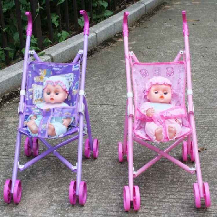 Mini Doll House Plastic Baby Stroller Set Children Educational Toys, Random Color Delivery
