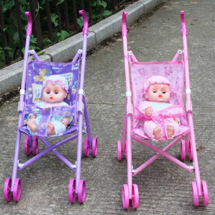 Mini Doll House Plastic Baby Stroller Set Children Educational Toys, Random Color Delivery, Baby Stroller Set