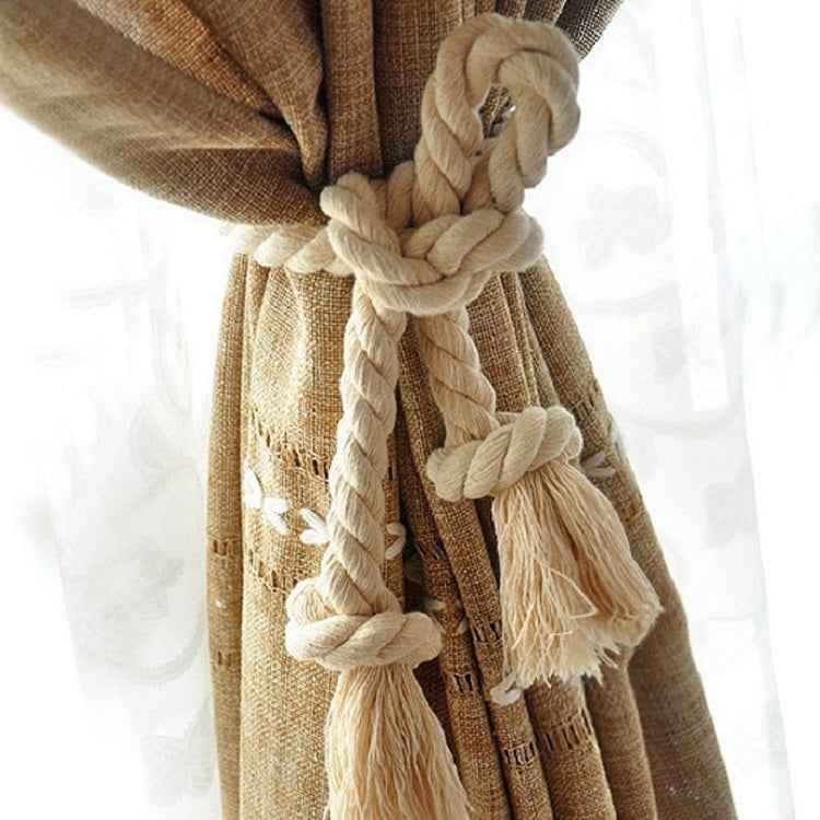 2 PCS Thick Cotton Thread Curtain Straps Handmade Cotton Rope Environmental Protection Straps