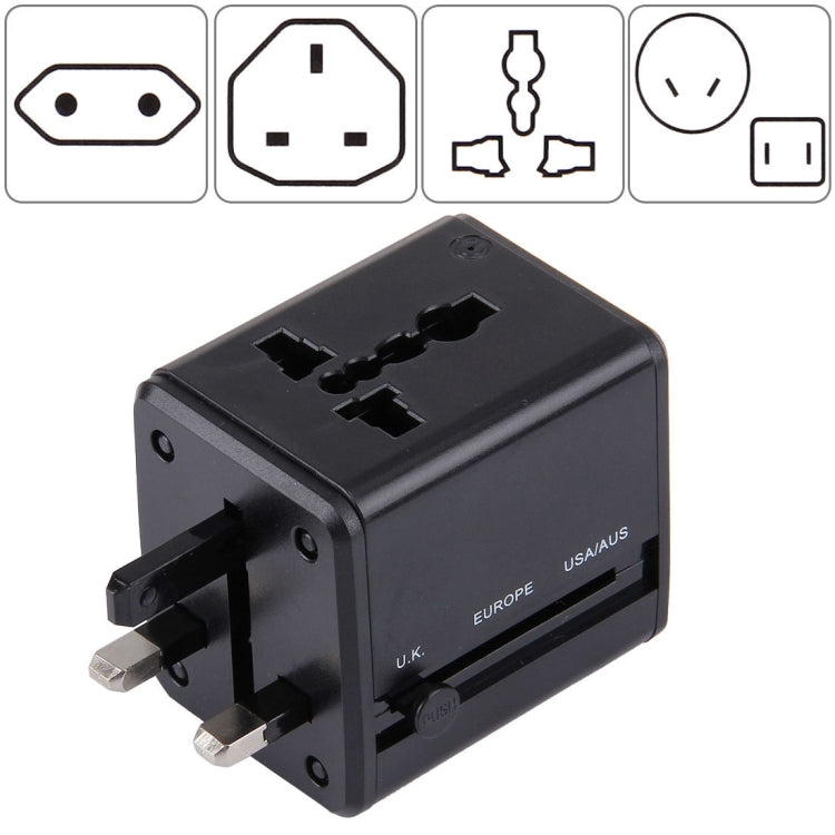 Adaptador de enchufes universales de viaje ocultables con dos puertos USB integrados y cargador para EE. UU., Reino Unido, Australia y la UE.
