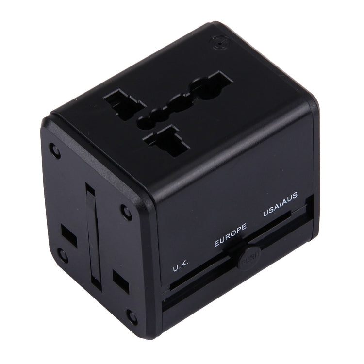 Adaptador de enchufes universales de viaje ocultables con dos puertos USB integrados y cargador para EE. UU., Reino Unido, Australia y la UE.