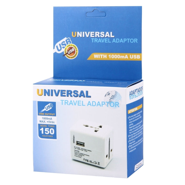 Adaptador de enchufes universales de viaje ocultables con dos puertos USB integrados y cargador para EE. UU., Reino Unido, Australia y la UE.