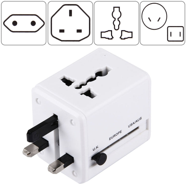 Adaptador de enchufes universales de viaje ocultables con dos puertos USB integrados y cargador para EE. UU., Reino Unido, Australia y la UE.